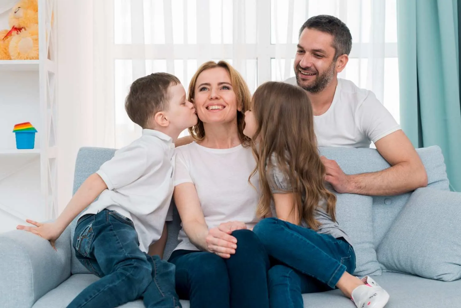 Family relaxing together at home